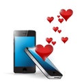 Phone love connection. internet communication Royalty Free Stock Photo