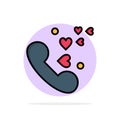 Phone, Love, Heart, Wedding Abstract Circle Background Flat color Icon Royalty Free Stock Photo