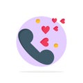 Phone, Love, Heart, Wedding Abstract Circle Background Flat color Icon Royalty Free Stock Photo