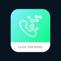 Phone, Love, Heart, Wedding Mobile App Button. Android and IOS Line Version