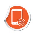 Phone with mail menu icon on the sticker Royalty Free Stock Photo