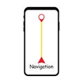 Phone map gps navigation. Phone gps navigator icon set. Roadmap icon. Location icon. App interface design. Technology concept.