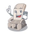 With phone massage chair isolated in the character