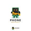 Phone mechanic mascot illustration logo vector