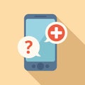 Phone medical help icon flat vector. Online doctor Royalty Free Stock Photo