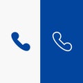 Phone, Mobile, Telephone, Call Line and Glyph Solid icon Blue banner Line and Glyph Solid icon Blue banner Royalty Free Stock Photo