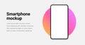 Phone mockup isolate 3d vector screen device template. Cellphone app mock up realistic telephone background design