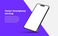 Phone mockup isolate 3d vector screen device template. Cellphone app mock up realistic telephone background design
