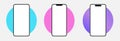 Phone mockup isolate 3d vector screen device template. Cellphone app mock up realistic telephone background design