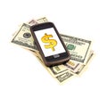 Phone, money and dollar Royalty Free Stock Photo