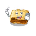 With phone moussaka with in the mascot shape Royalty Free Stock Photo