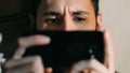 Phone movie gadget fatigue disturbed man face eyes