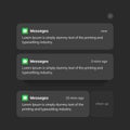 Phone notification window template. Smartphone message interface on a light background. Vector illustration. Smartphone. iMessages