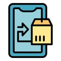 Phone parcel tracking icon vector flat