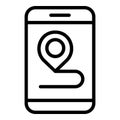 Phone parcel tracking icon outline vector. Express order