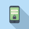 Phone password icon flat vector. Privacy policy