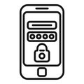 Phone password icon outline vector. Privacy policy