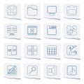 Phone Performance, Internet and Office Icons on a piece of paper Royalty Free Stock Photo