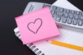 Phone and pink HEART postit Royalty Free Stock Photo