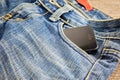 Phone pocket jeans Royalty Free Stock Photo