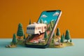 phone position location direction travel map mobile navigation gps point. Generative AI.