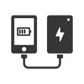 Phone with Power Bank Battery Icon. Vector Royalty Free Stock Photo