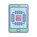 Phone processor fill vector icon which can easily modify or edit
