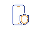 Phone protect line icon. Smartphone app sign. Vector