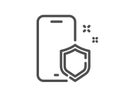 Phone protect line icon. Smartphone shield sign. Vector