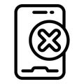 Phone protect payment cancellation icon, outline style