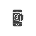 Phone protection shield vector icon