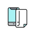 Phone protective film screen protector flat color line icon.