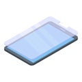 Phone protective glass icon, isometric style