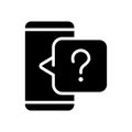 Phone question black glyph icon Royalty Free Stock Photo