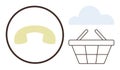 E-commerce Concept with Call Support and Cloud Shopping Basket Royalty Free Stock Photo