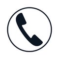 Phone Receiver icon inside a circle. Vector illustration. Royalty Free Stock Photo