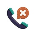 Phone Receiver Icon with an Error Sign, Symbol for Disconnected Call, No Connection Royalty Free Stock Photo