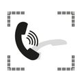 Phone receiver icon. Wireless communication shape. Call vector symbol. Black and white. Royalty Free Stock Photo