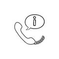 Phone receiver with information sign hand drawn outline doodle icon. Royalty Free Stock Photo