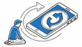 Phone with refresh arrows, update and tech symbol. vector design Generative AI