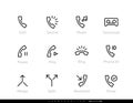 Phone Related icons. Voicemail, Ring, Received Call. Vector line editable stroke set