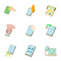 Phone repair icons set, cartoon style Royalty Free Stock Photo