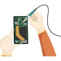 Phone repair service icon vector hand solder wire