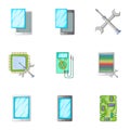 Phone repair servise icons set, cartoon style Royalty Free Stock Photo