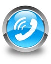 Phone ringing icon glossy cyan blue round button Royalty Free Stock Photo