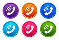 Phone ringing icon luxury bright round button set 6 color vector Royalty Free Stock Photo