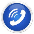 Phone ringing icon premium blue round button Royalty Free Stock Photo