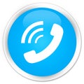 Phone ringing icon premium cyan blue round button Royalty Free Stock Photo