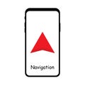 Phone gps navigator icon set. Phone map gps navigation. Roadmap icon. Location icon. App interface design. Technology concept.