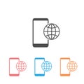 Phone roaming icon set in flat style. Roaming symbol for your web site design, logo, app, UI